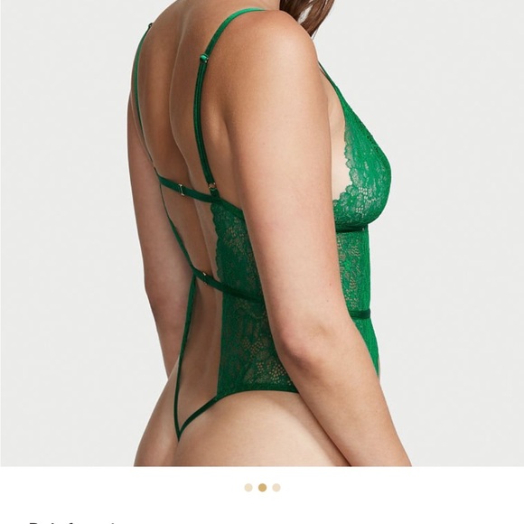M Vs Victoria’s Secret Very Sexy Lace Charm Cutout Teddy bright Green NWOT - Picture 5 of 6